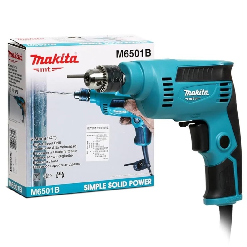 [M6501B] Taladro de Rotación 1/4" 230W MT Azul / 0-4,500 RPM / 0.95Kg. Makita