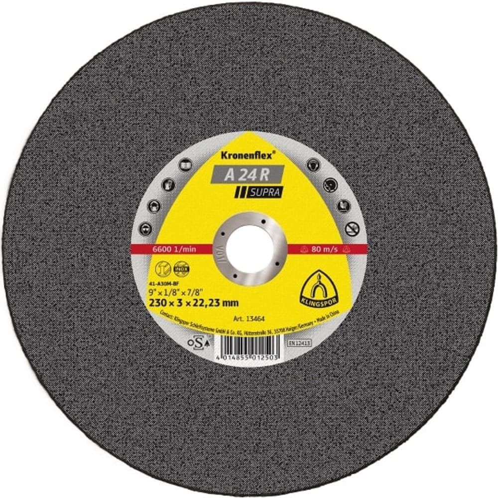 [13478] Disco Corte 9" - Kt/Supra/A24R/S/Gek/230X3X22,23 Centro Deprimido Klingspor