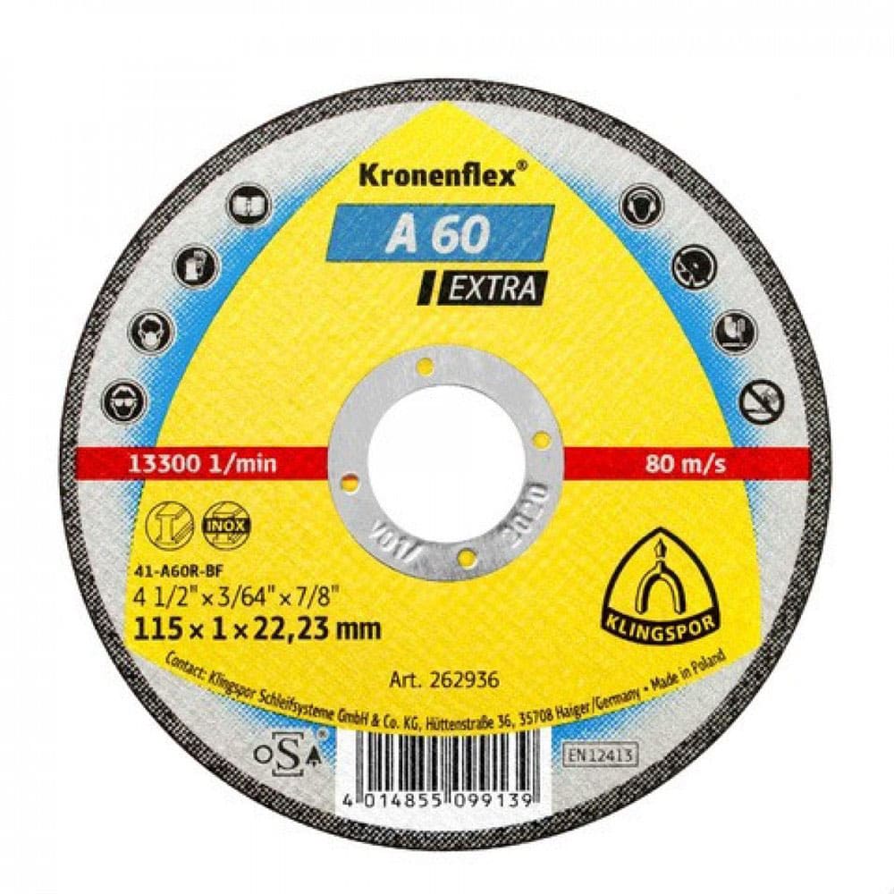[262936] Disco Corte 4-1/2" Kt/Extra/A60Ex/S/Ger/115X1X22,23 Klingspor
