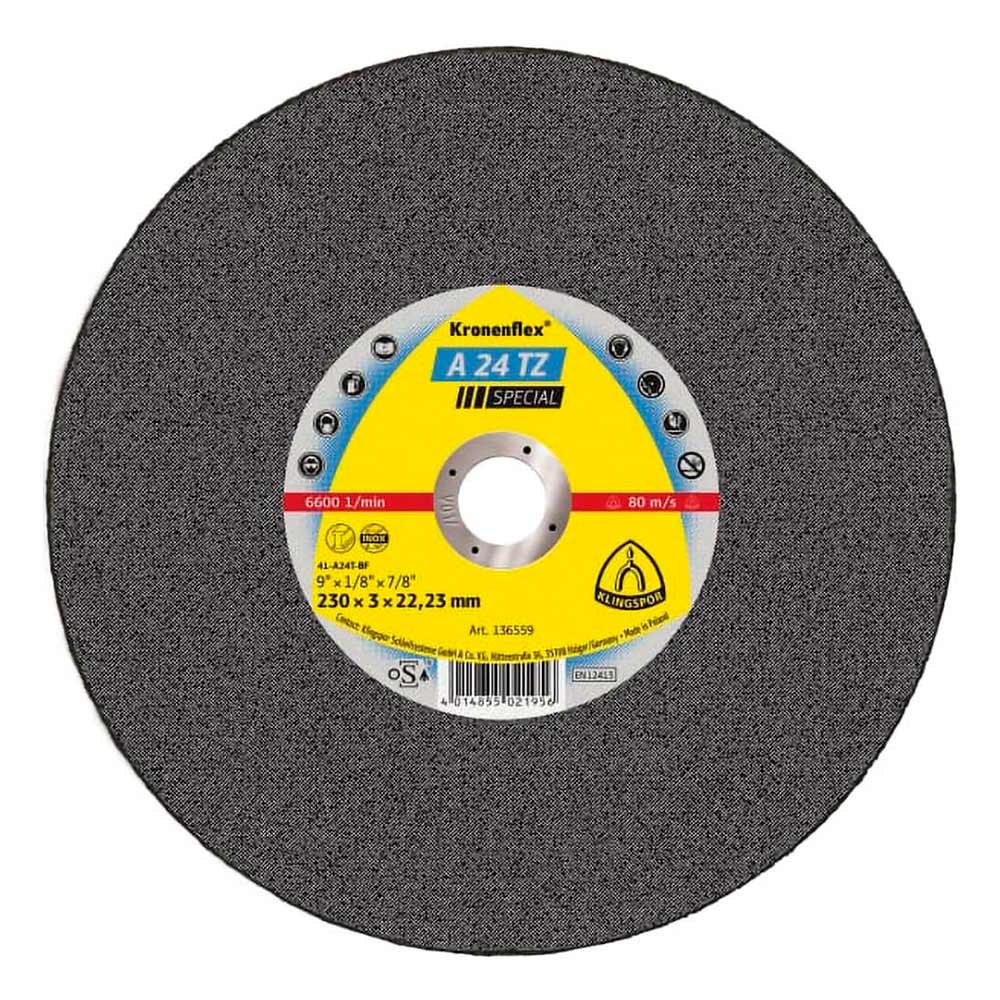 [318975] Disco Abrasivo Corte 7" (180 mm) * 1/8" (3mm) Kt/Special/A24Tz/S/Gek/180X3X22,23 Centro Deprimido Klingspor