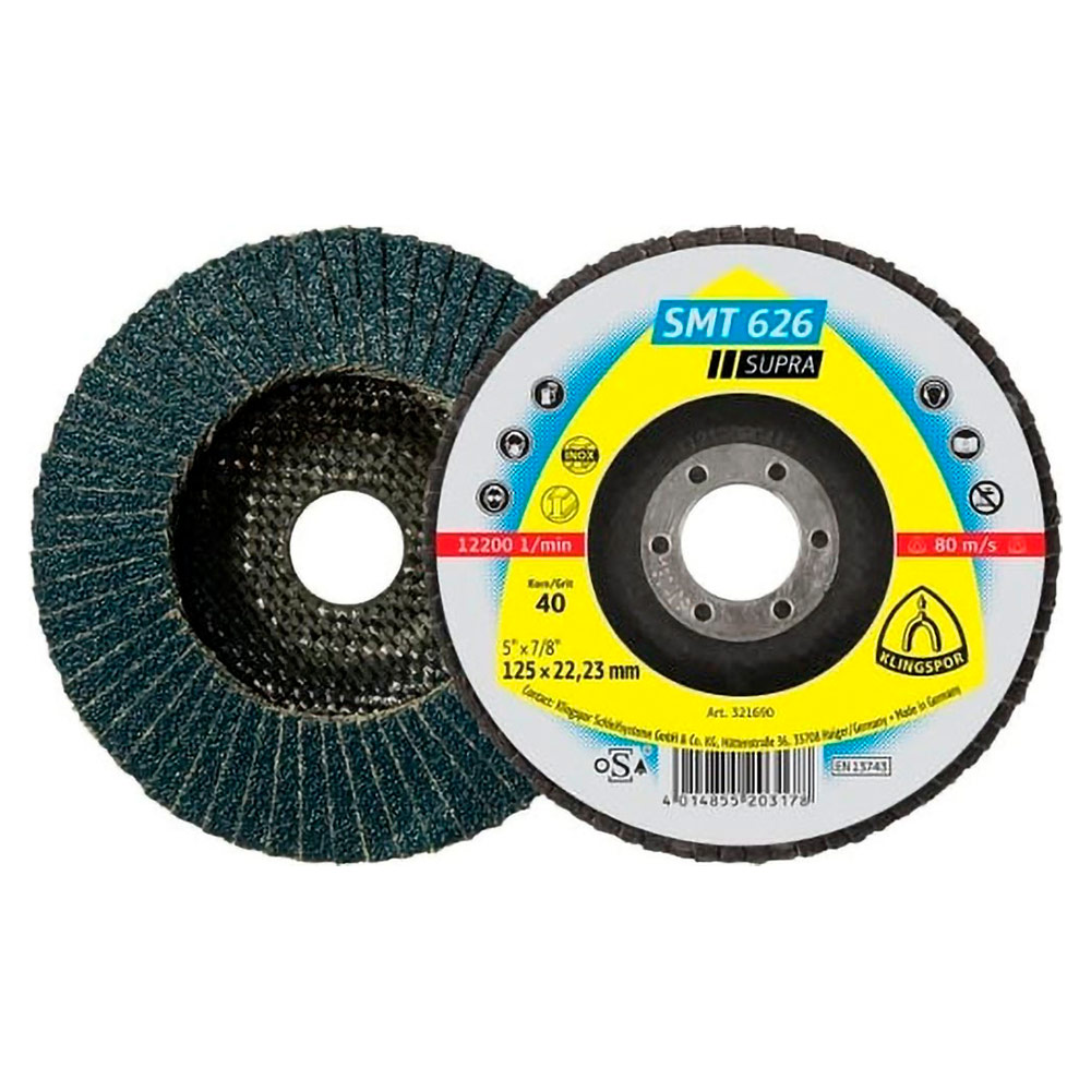 [321694] Disco Flap 4-1/2" Grano 60 Te/Supra/Smt626/Cs461X/60/N/Gew/115X22,2 Plano Klingspor